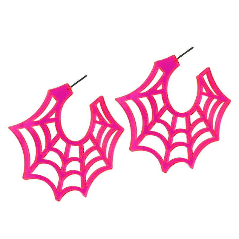 Wholesale 2 Pairs/pack Halloween Spider Web Fluorescent Retro Earrings